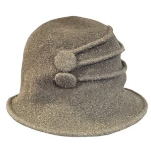 Shihreen Wool Cloche Hat Gray One‎ Size Winter Retro accessories warm